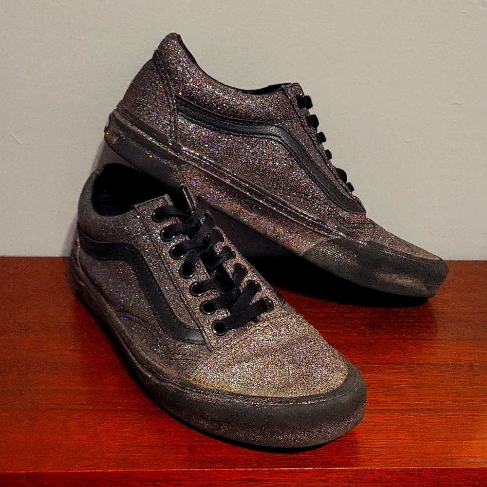 Black glitter Vans